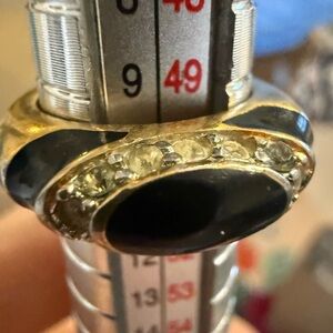 18K HGE Gold and Black Ring with Gem Accents